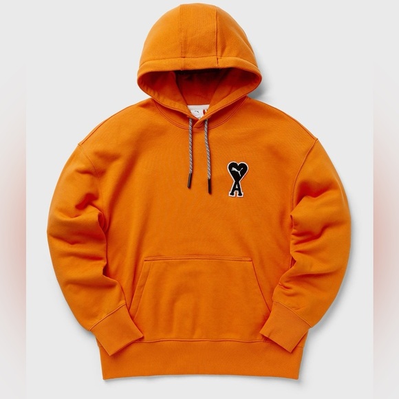 Puma x Ami Logo Pullover Hoodie Orange Unisex Size XXS - Picture 1 of 15